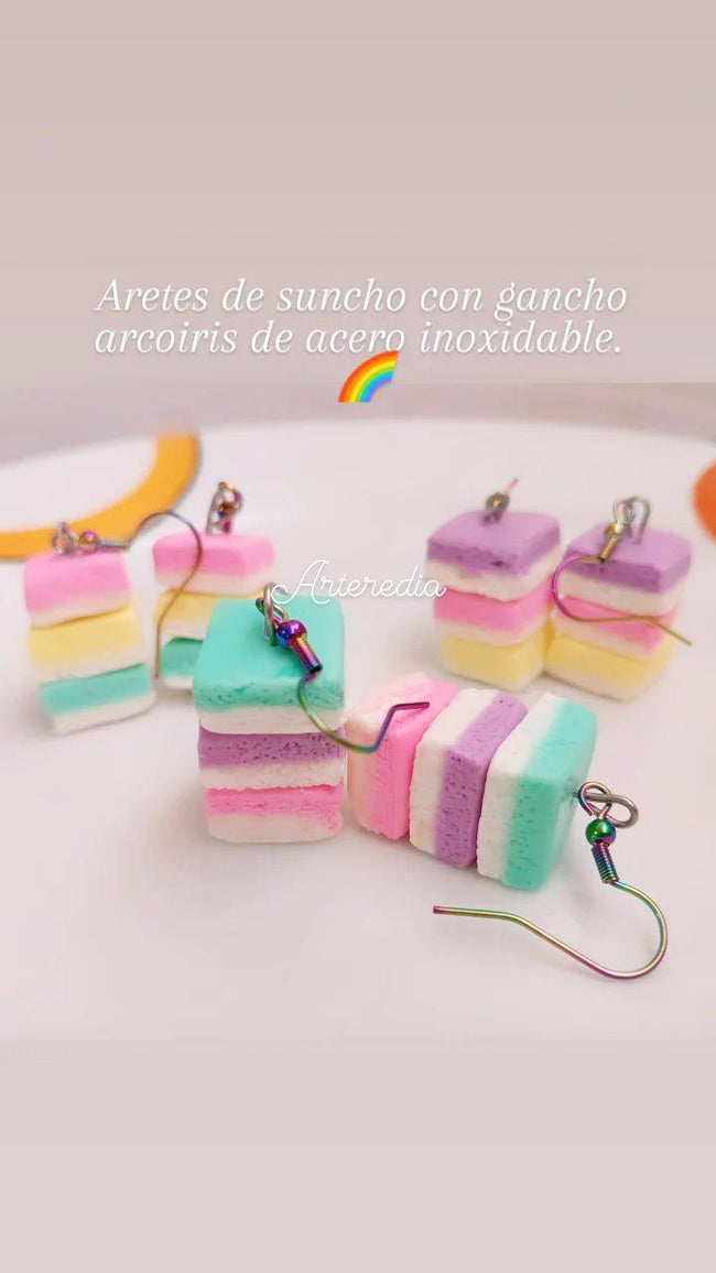 Aretes de Suncho Pastel Arcoíris